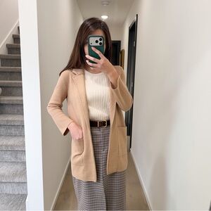 J.Crew Tan Sweater Cardigan Preppy Business Casual Boho XXXS